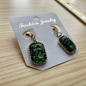 Emerald Green Clip On Earrings